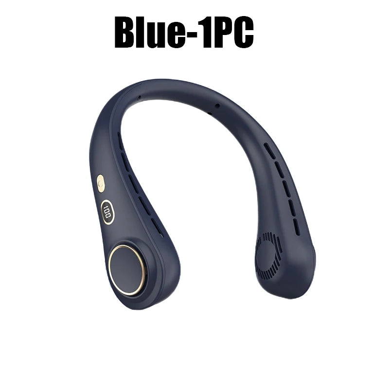 USB Hanging Neck Fan Portable Bladeless Mini Rechargeable Mute LED Digital Display Electric Air Cooler Handheld
