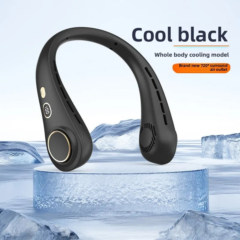 USB Hanging Neck Fan Portable Bladeless Mini Rechargeable Mute LED Digital Display Electric Air Cooler Handheld