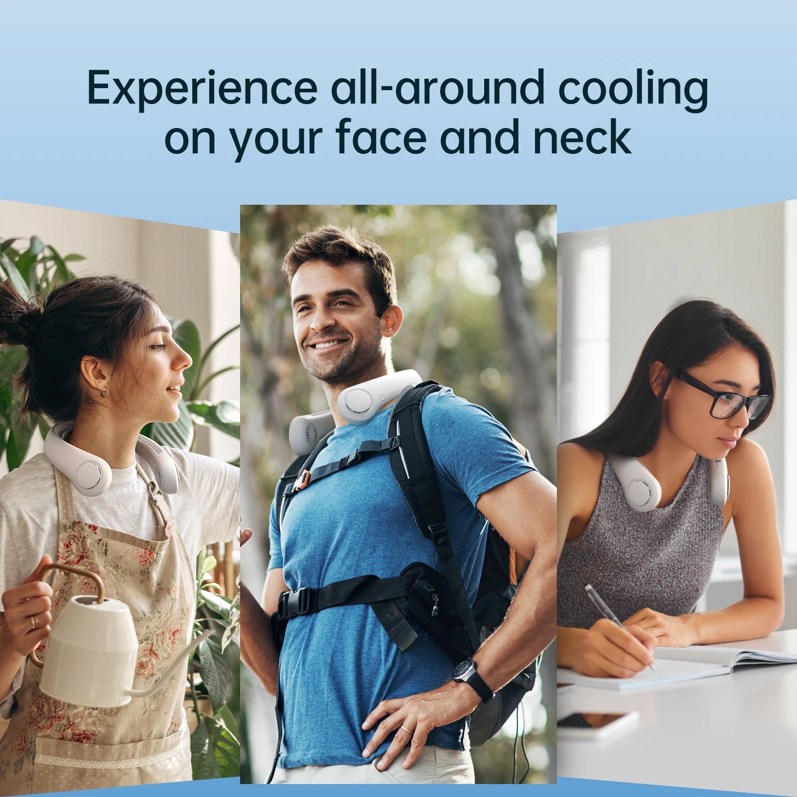 JISULIFE 5000mAh Portable Bladeless Neck Fan | 5-Speed Hands-Free Cooling Fan