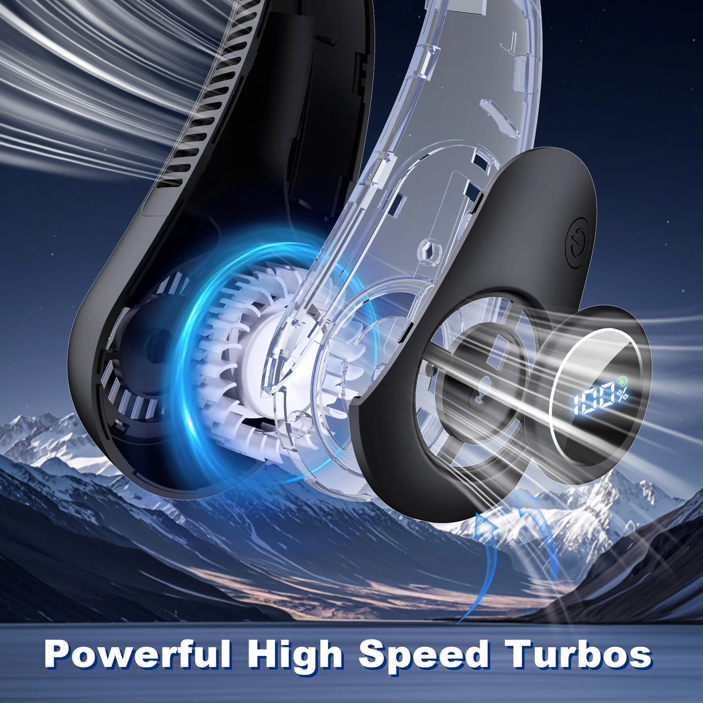 5000mAh USB Rechargeable Neck Fan