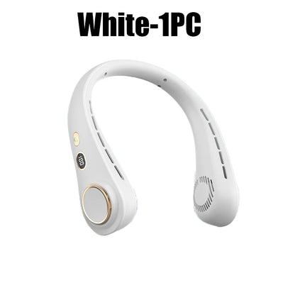 USB Hanging Neck Fan Portable Bladeless Mini Rechargeable Mute LED Digital Display Electric Air Cooler Handheld