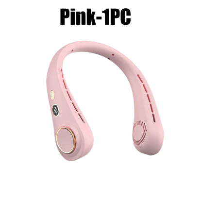 USB Hanging Neck Fan Portable Bladeless Mini Rechargeable Mute LED Digital Display Electric Air Cooler Handheld