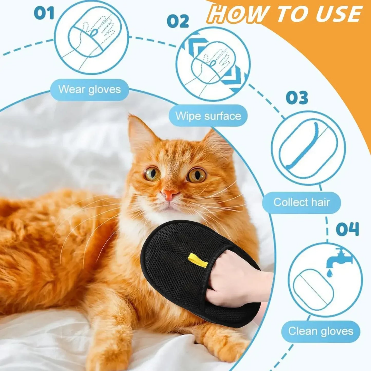 Pet Deshedding & Grooming Gloves ( Kitten-friendly)