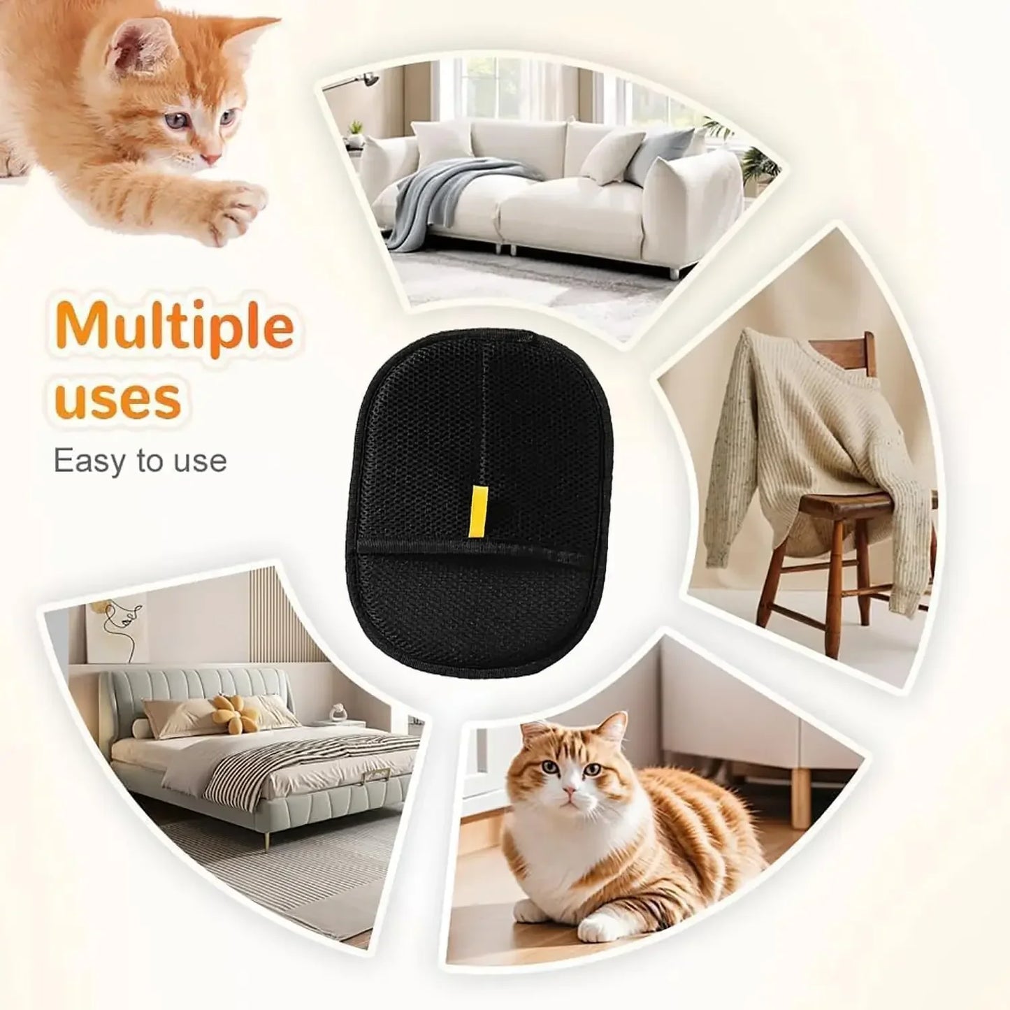 Pet Deshedding & Grooming Gloves ( Kitten-friendly)